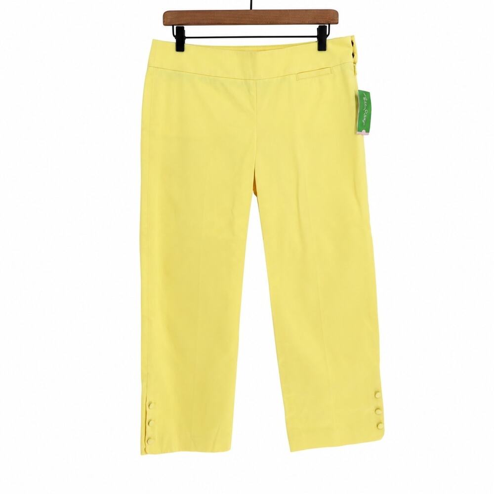 Lilly Pulitzer Women's Sz 6 NWT Kristen Button Hem Capri Cropped Lemon Sobert